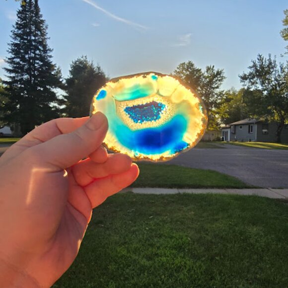 9 Geode Slice Bundle - Blue, Purple, Green - Size variety Small to Large - Picture 2 of 9